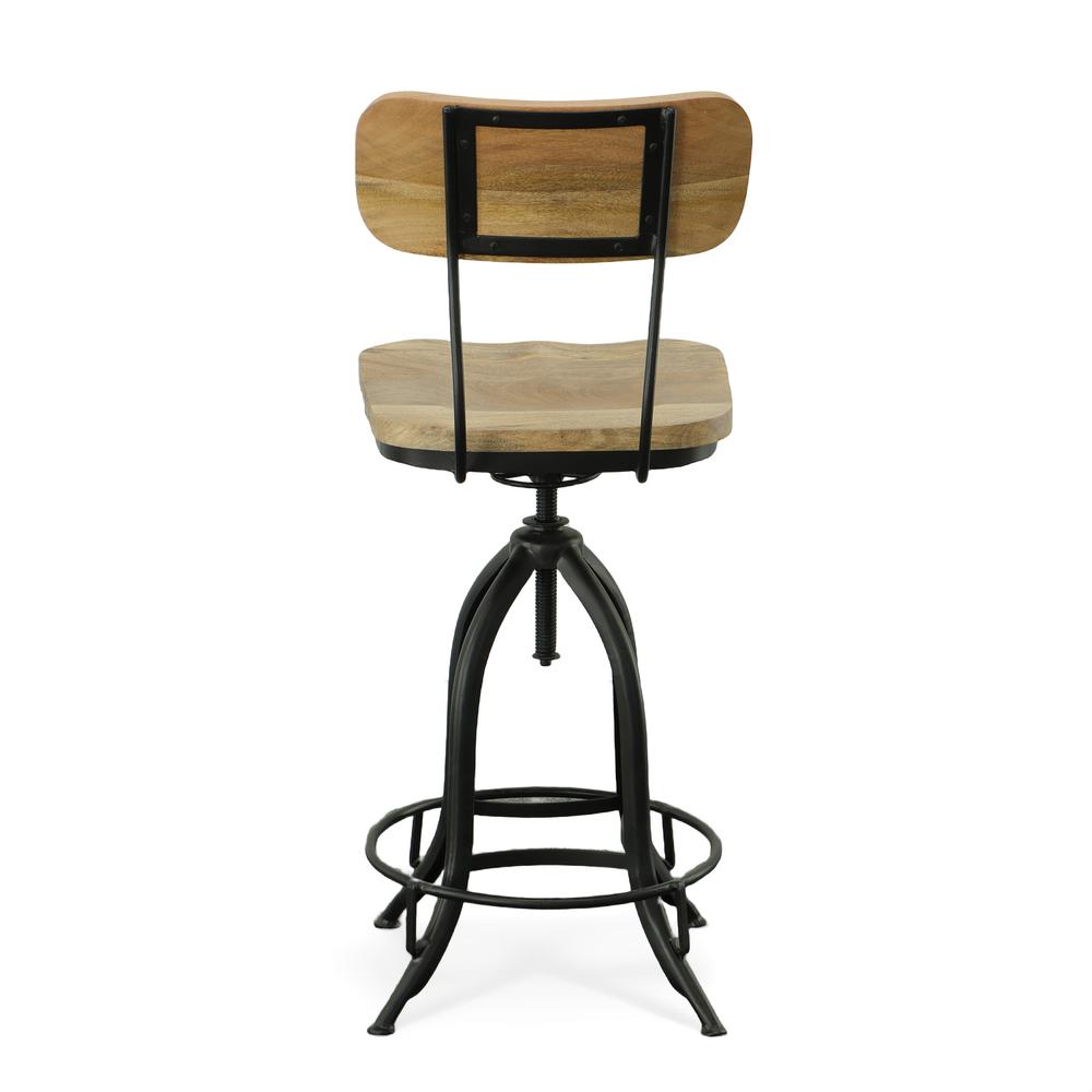 Mason Adjustable Barstool - Natural Seat - Black Base. Picture 4