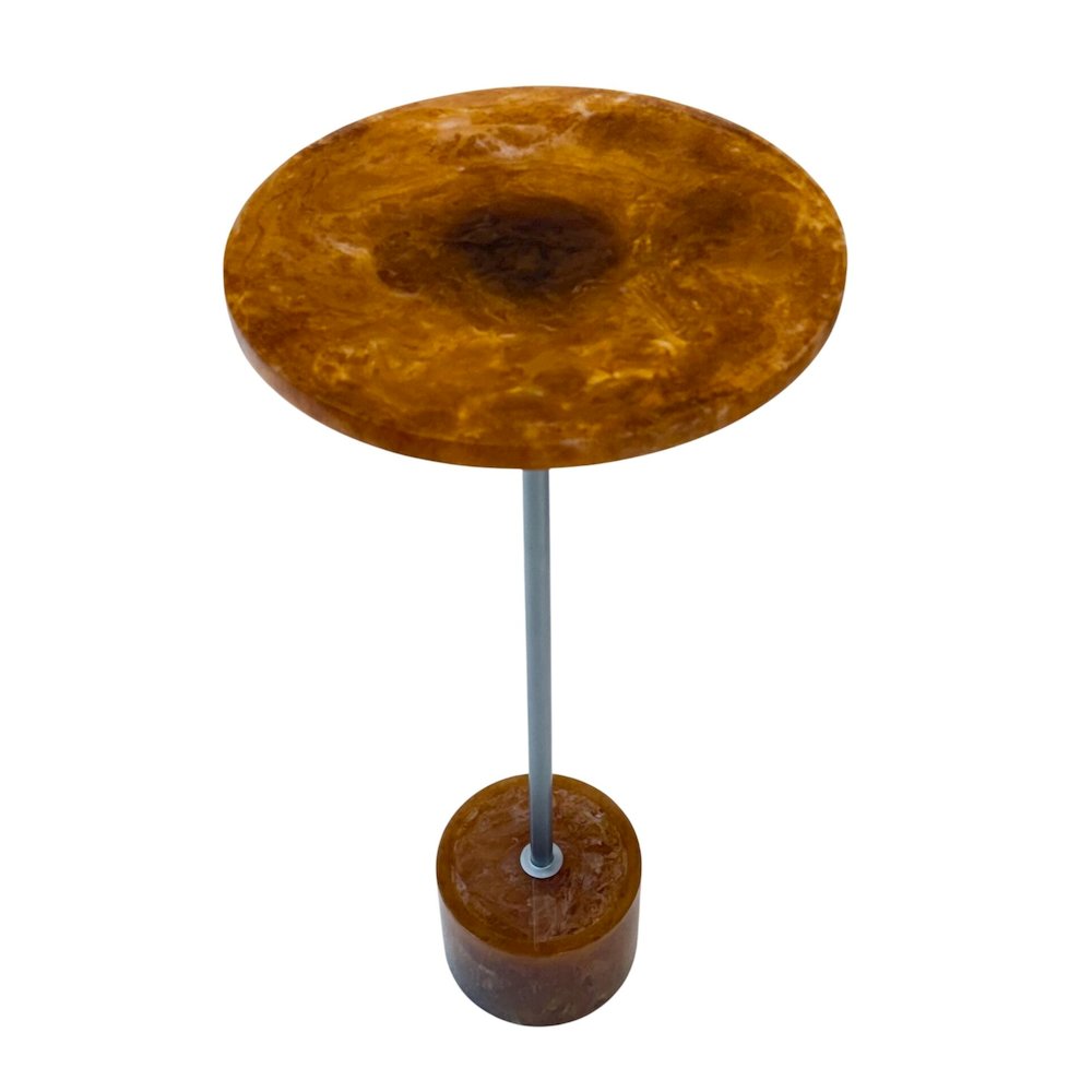Amber Glow Pedestal Table - Nickel. Picture 1