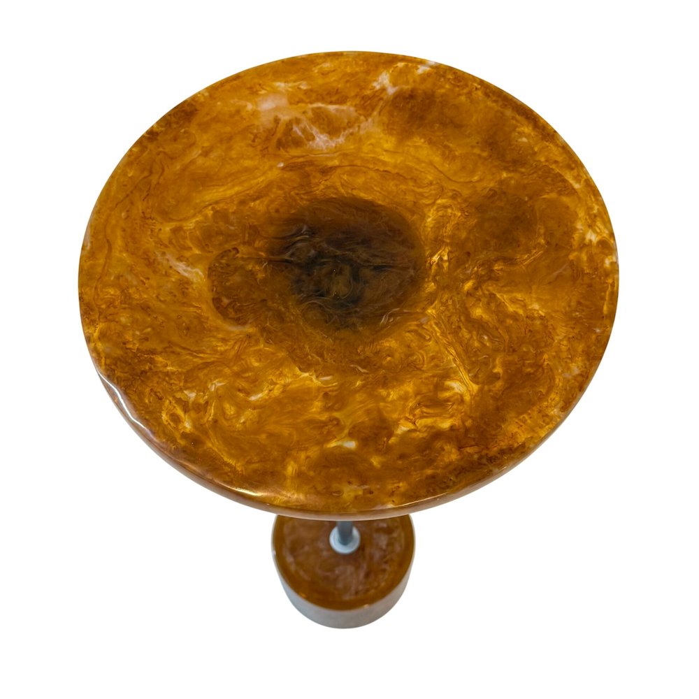 Amber Glow Pedestal Table - Nickel. Picture 3