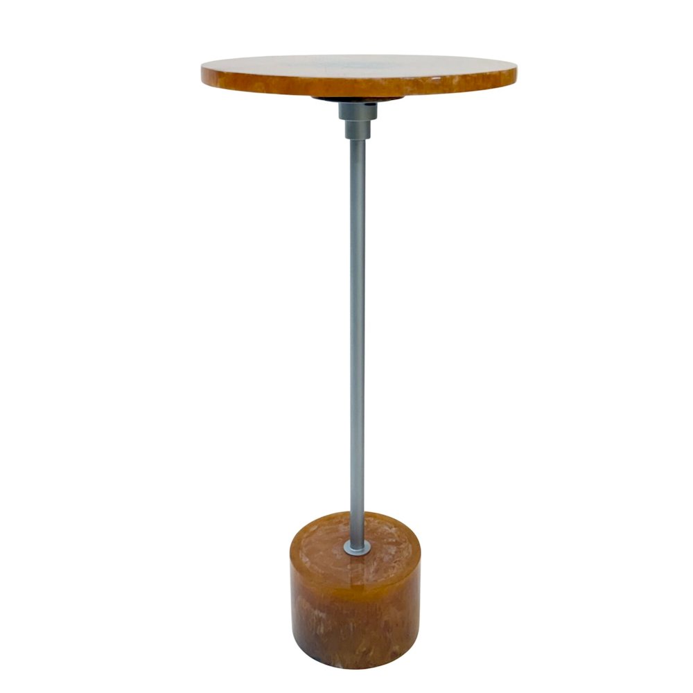 Amber Glow Pedestal Table - Nickel. Picture 4