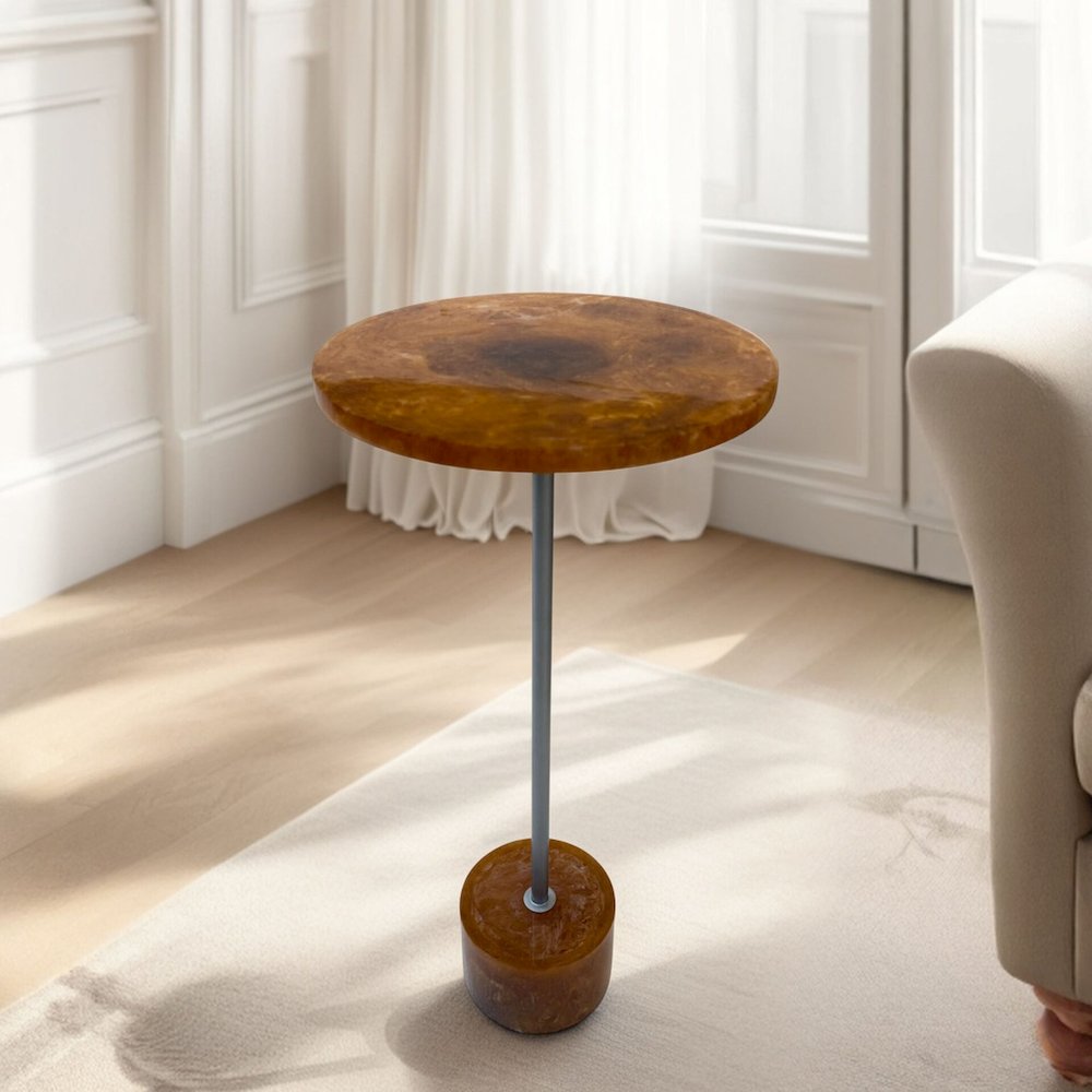 Amber Glow Pedestal Table - Nickel. Picture 5