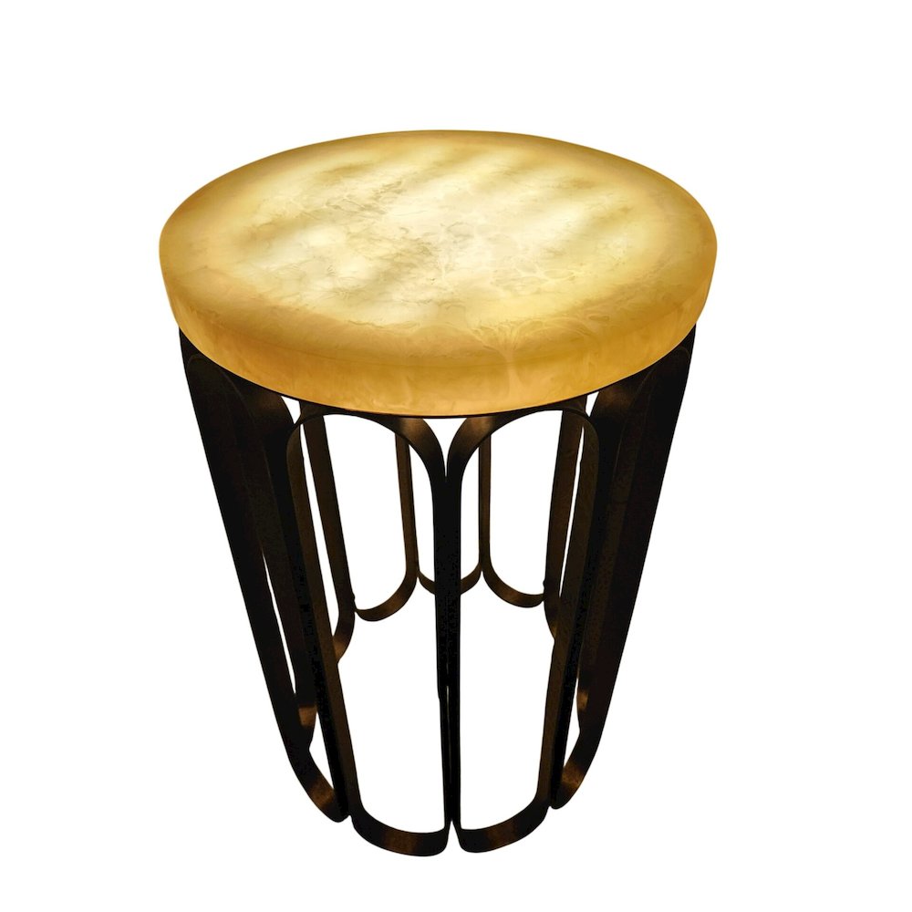 Luminous Glow Marble Top and Base Side Table - Antique Copper. Picture 1