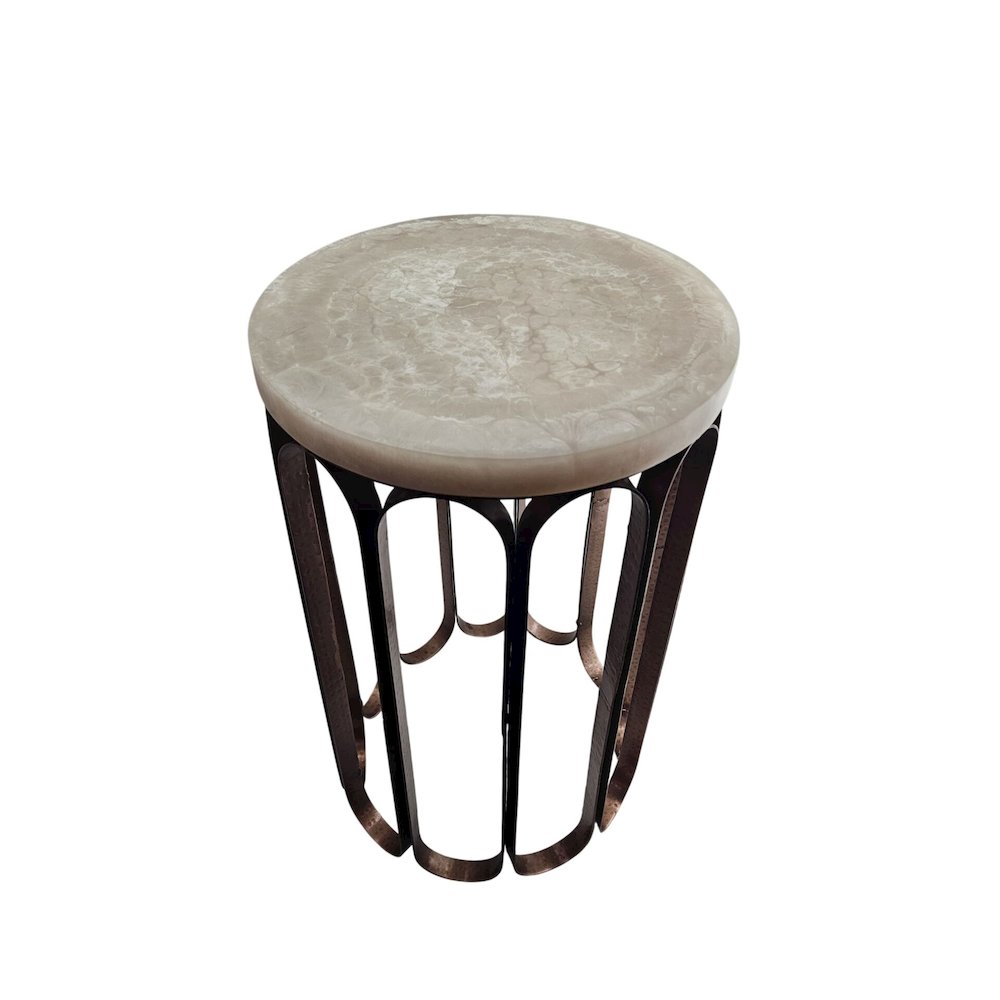 Luminous Glow Marble Top and Base Side Table - Antique Copper. Picture 2
