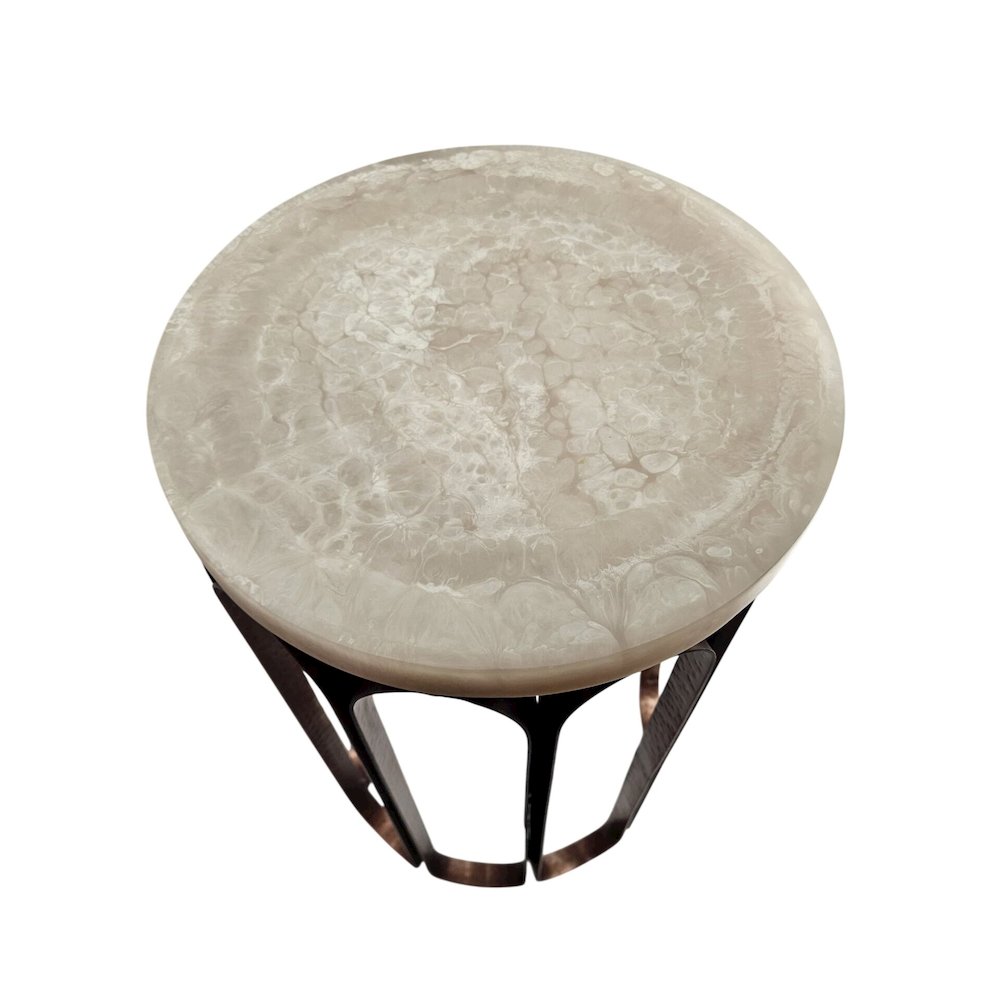 Luminous Glow Marble Top and Base Side Table - Antique Copper. Picture 7