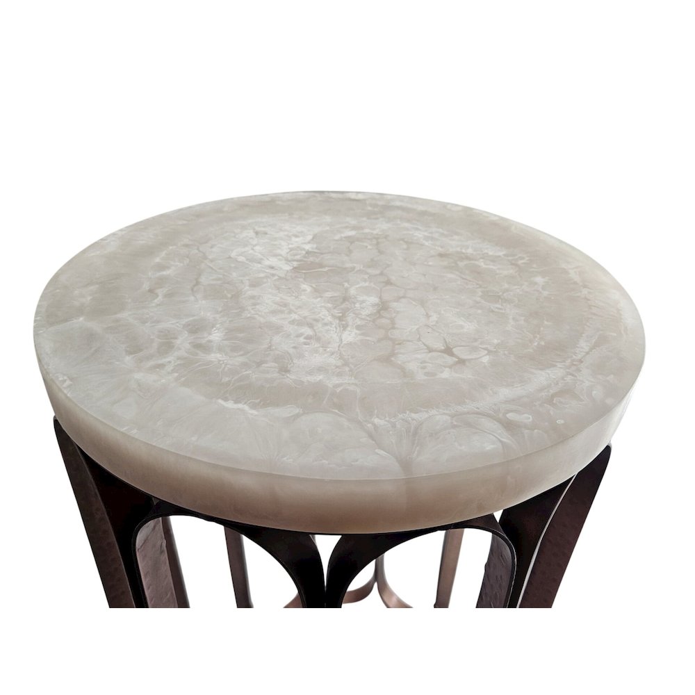 Luminous Glow Marble Top and Base Side Table - Antique Copper. Picture 8