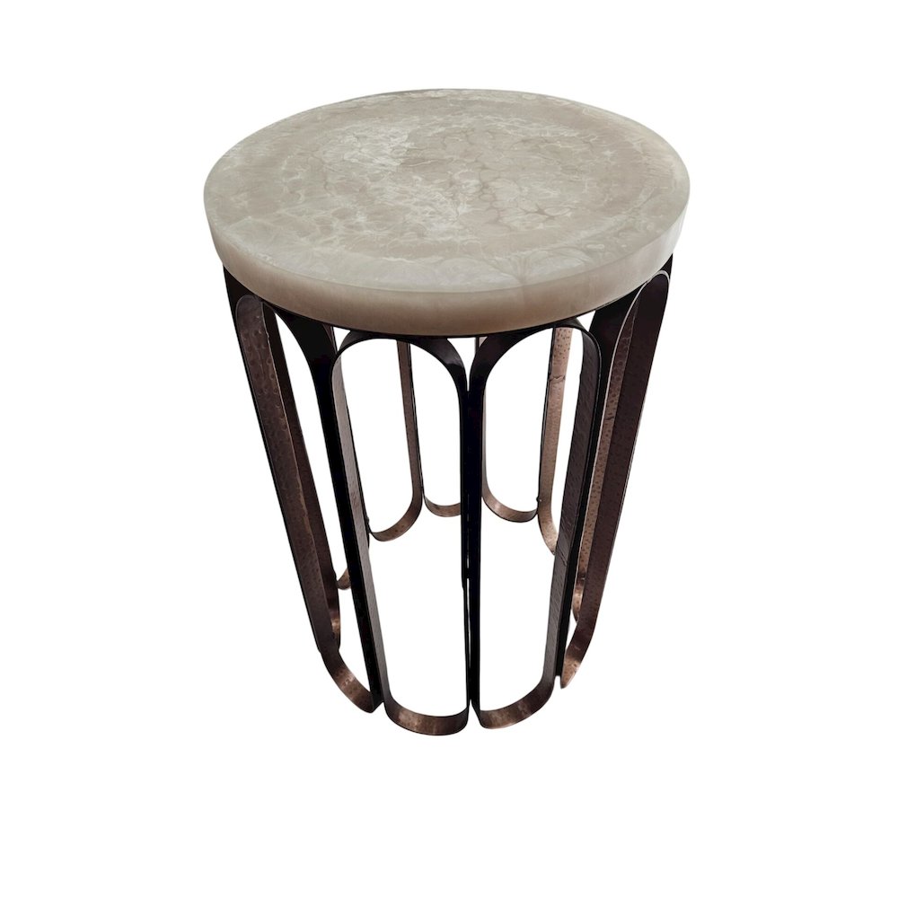 Luminous Glow Marble Top and Base Side Table - Antique Copper. Picture 3