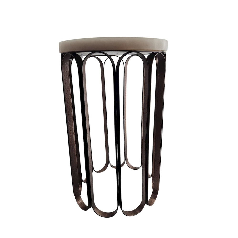Luminous Glow Marble Top and Base Side Table - Antique Copper. Picture 6