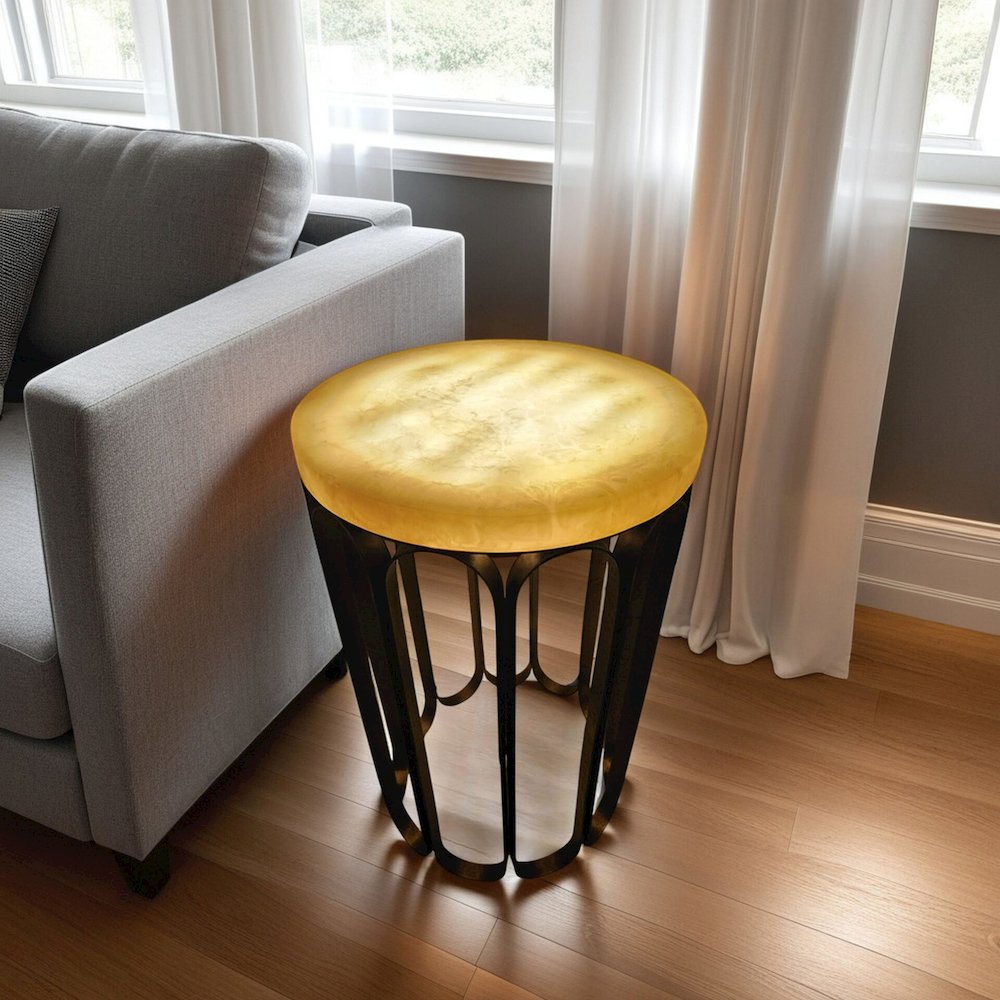 Luminous Glow Marble Top and Base Side Table - Antique Copper. Picture 10