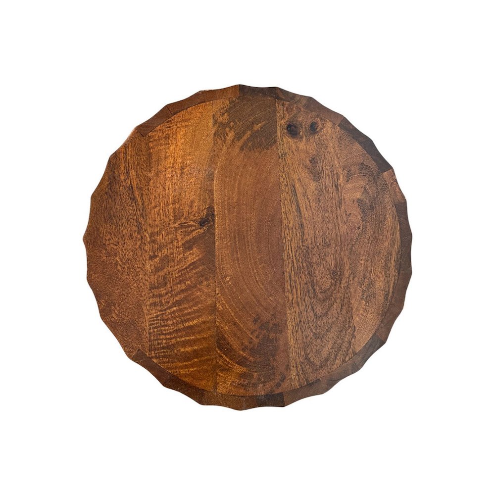 Harrison Groove 16"x 21" Round Scallop Accent Table with Drawers - Chestnut. Picture 3