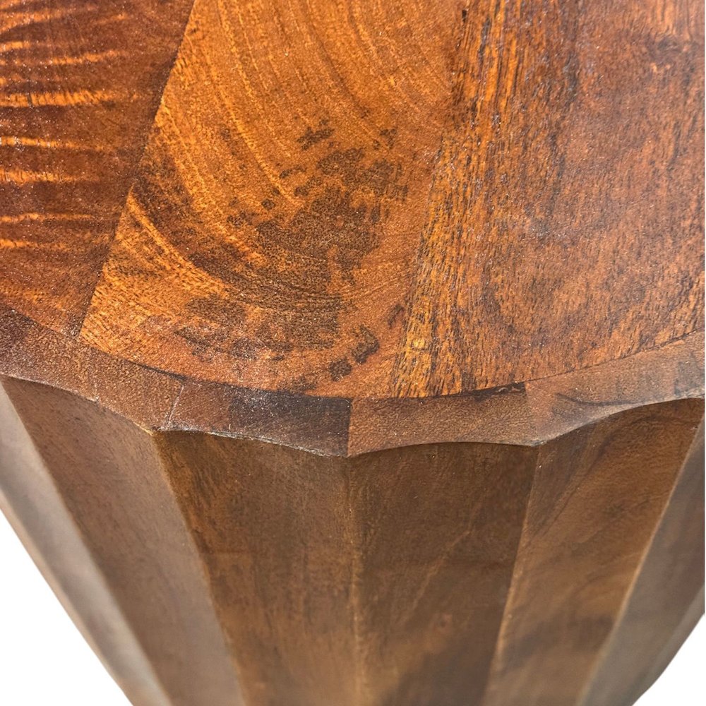 Harrison Groove 16"x 21" Round Scallop Accent Table with Drawers - Chestnut. Picture 5