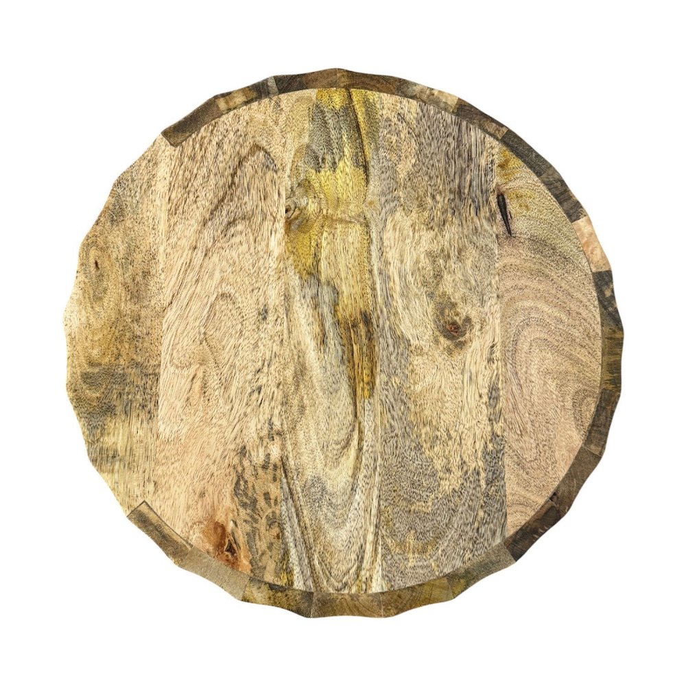 Harrison Groove 16"x 21" Round Scallop Accent Table with Drawers - Natural. Picture 5