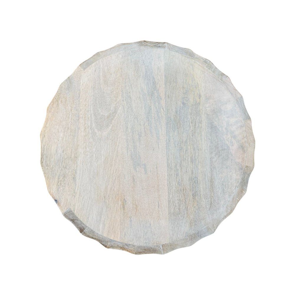 Harrison Groove 16"x 21" Round Scallop Accent Table with Drawers - Whitewash. Picture 4