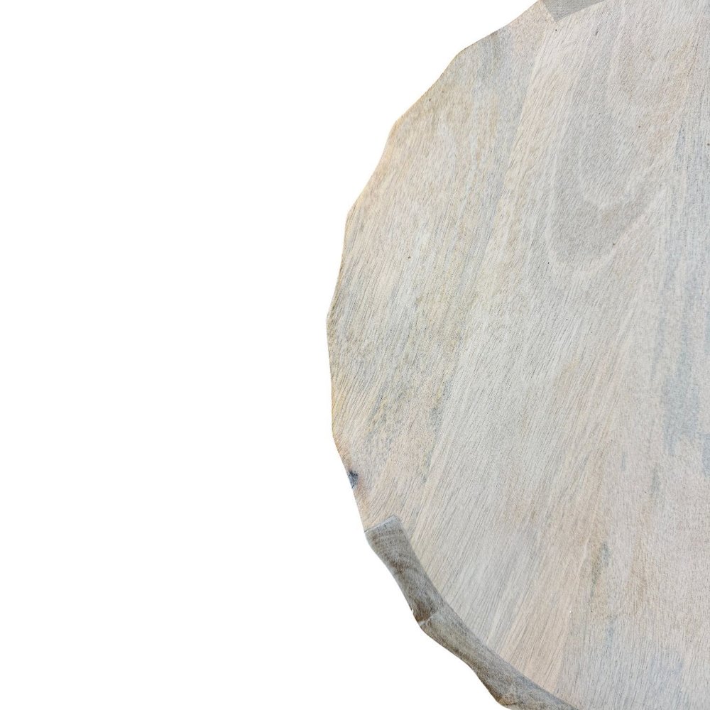 Harrison Groove 16"x 21" Round Scallop Accent Table with Drawers - Whitewash. Picture 5