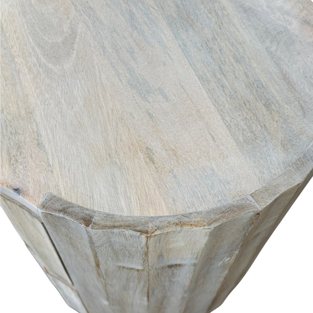 Harrison Groove 16"x 21" Round Scallop Accent Table with Drawers - Whitewash. Picture 6