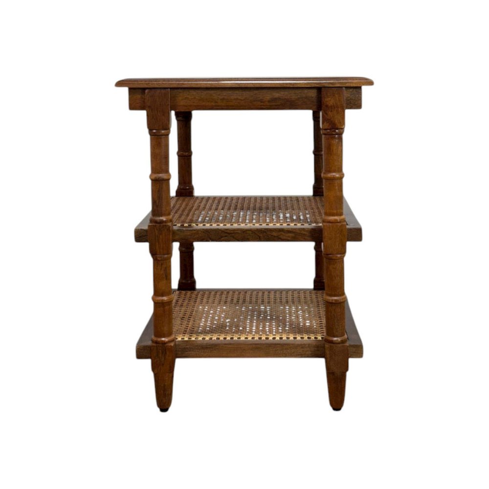 Chesterfield Wood & Cane 3 Shelf Side Table - Chestnut. Picture 3