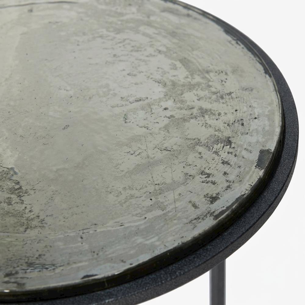 Recycled Glass Nesting Side Tables, Recycled Glass, Antique Nickel, 2 Piece. Picture 6