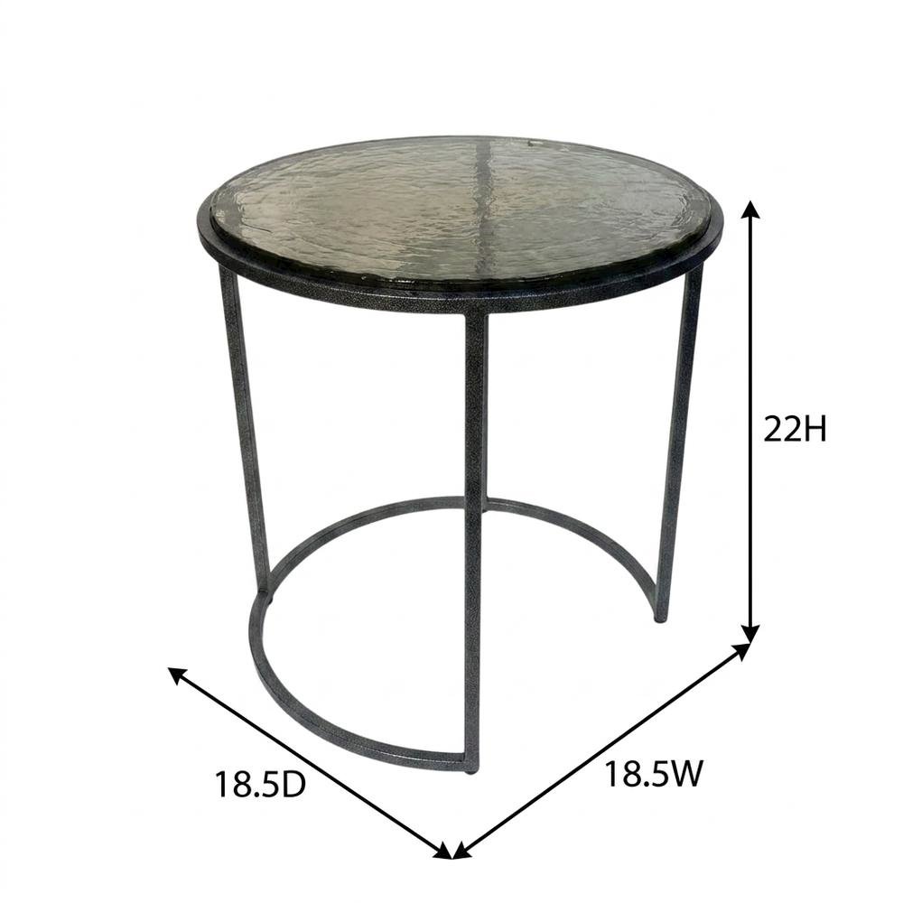 Recycled Glass Nesting Side Tables, Recycled Glass, Antique Nickel, 2 Piece. Picture 5