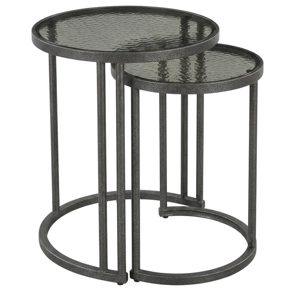 Recycled Glass Nesting Side Tables, Recycled Glass, Antique Nickel, 2 Piece. Picture 4