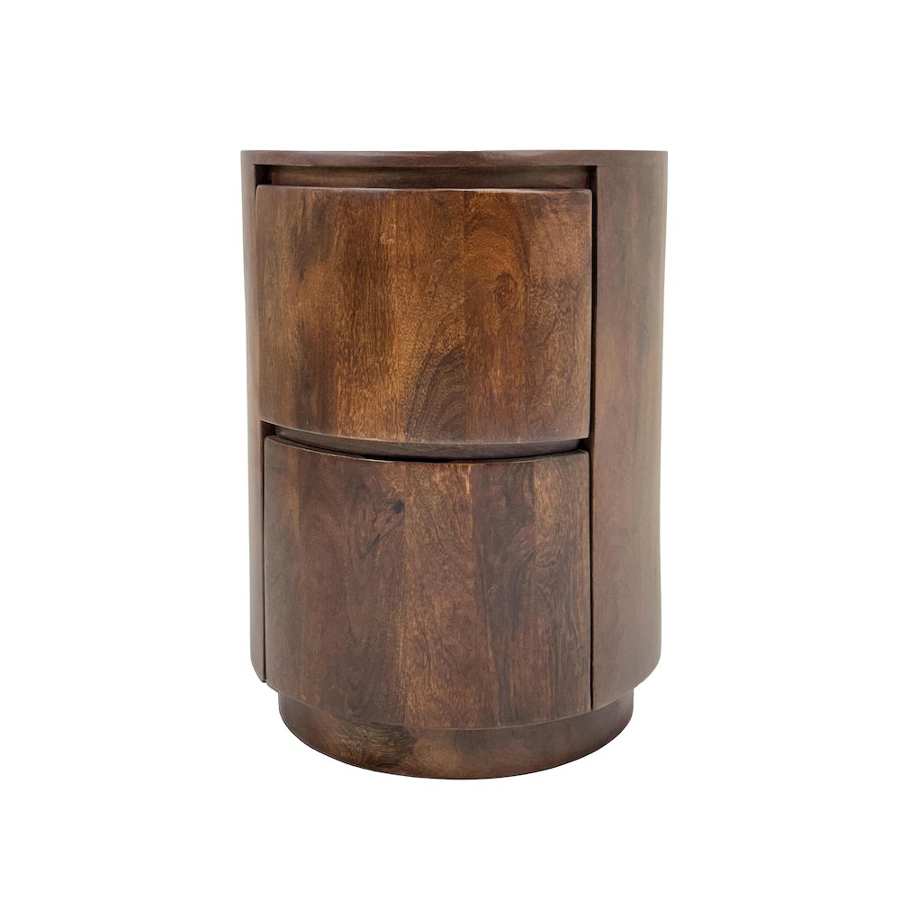Kingston 2-Drawer 18" Round Nightstand - Chestnut. Picture 2