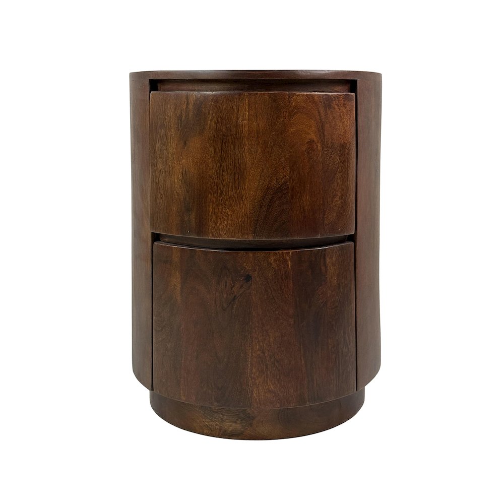 Kingston 2-Drawer 18" Round Nightstand - Chestnut. Picture 1