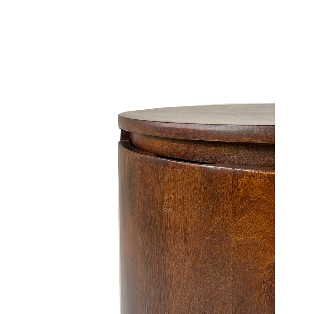 Kingston 2-Drawer 18" Round Nightstand - Chestnut. Picture 3