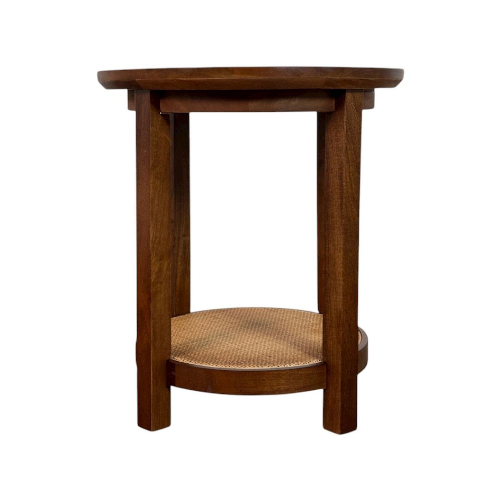 Haven 20" Round Accent Table with Cane Shelf - Blonde Acacia. Picture 3