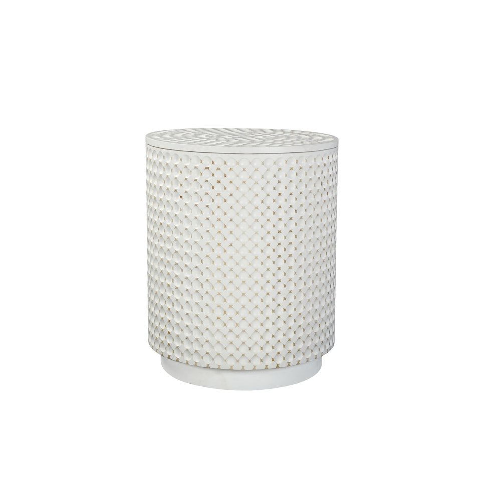 Dimple Round Accent Table - Whitewash. Picture 2