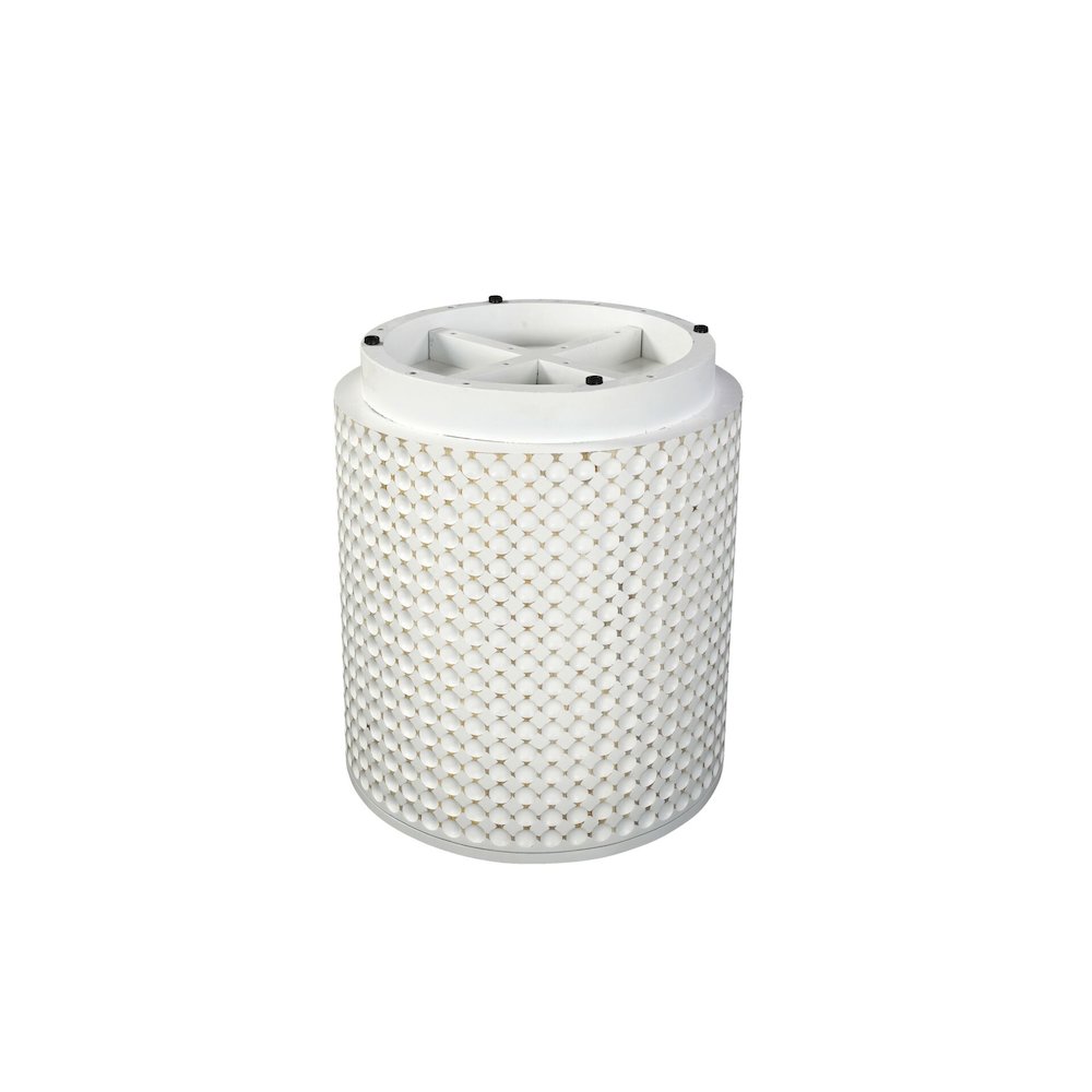 Dimple Round Accent Table - Whitewash. Picture 3