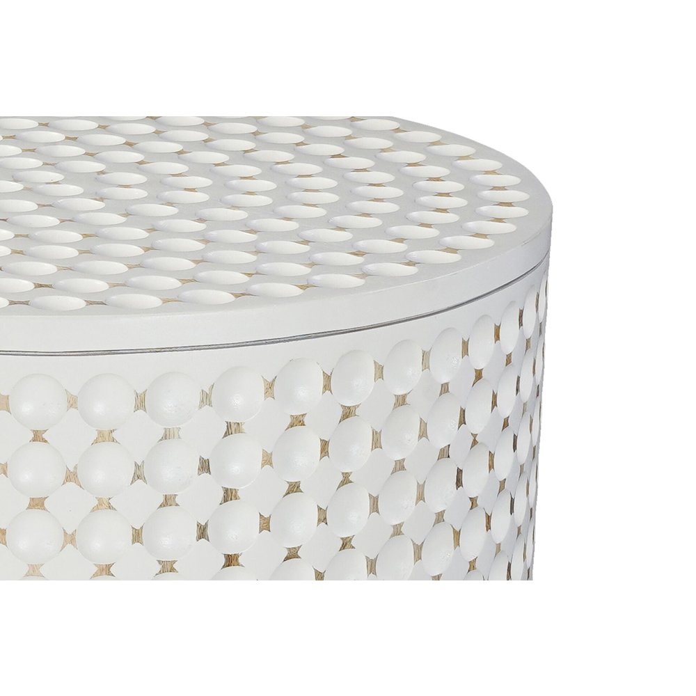 Dimple Round Accent Table - Whitewash. Picture 4