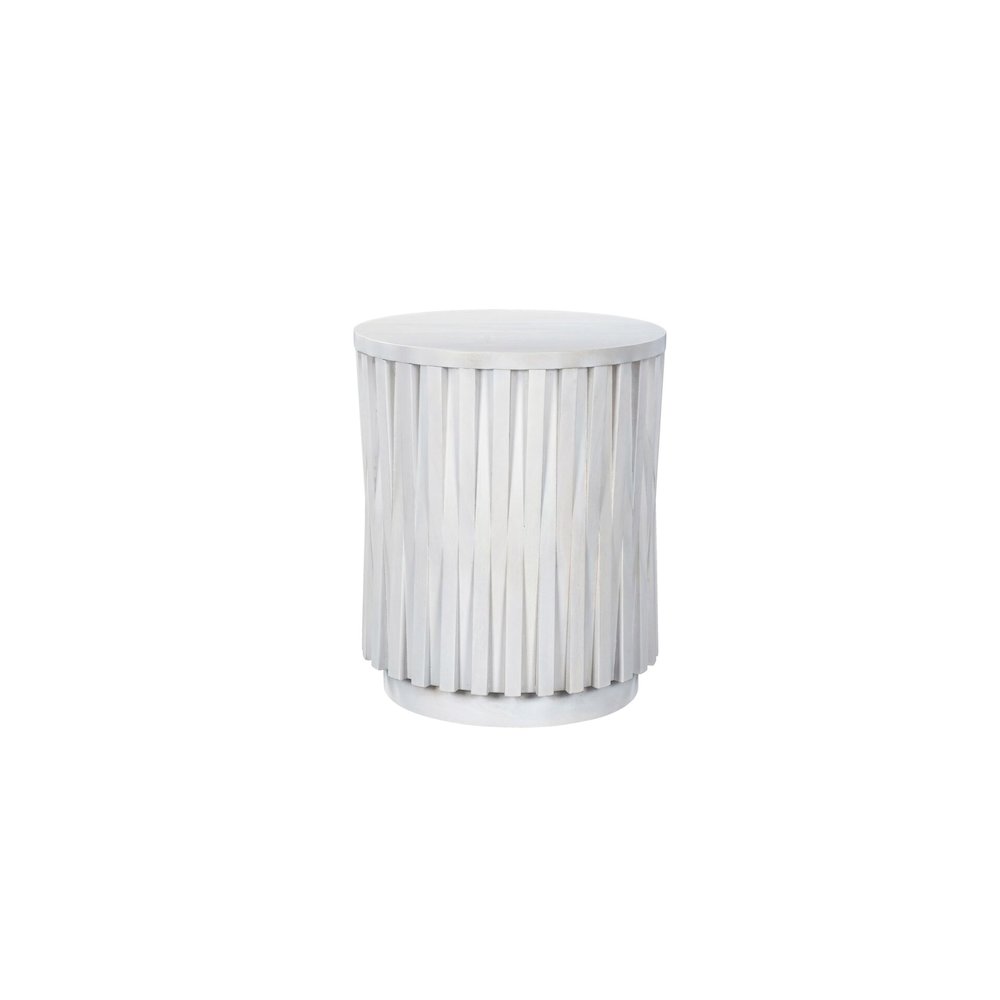 Hatteras Hi-Lo Vertical Slats Accent Table - Whitewash. Picture 1