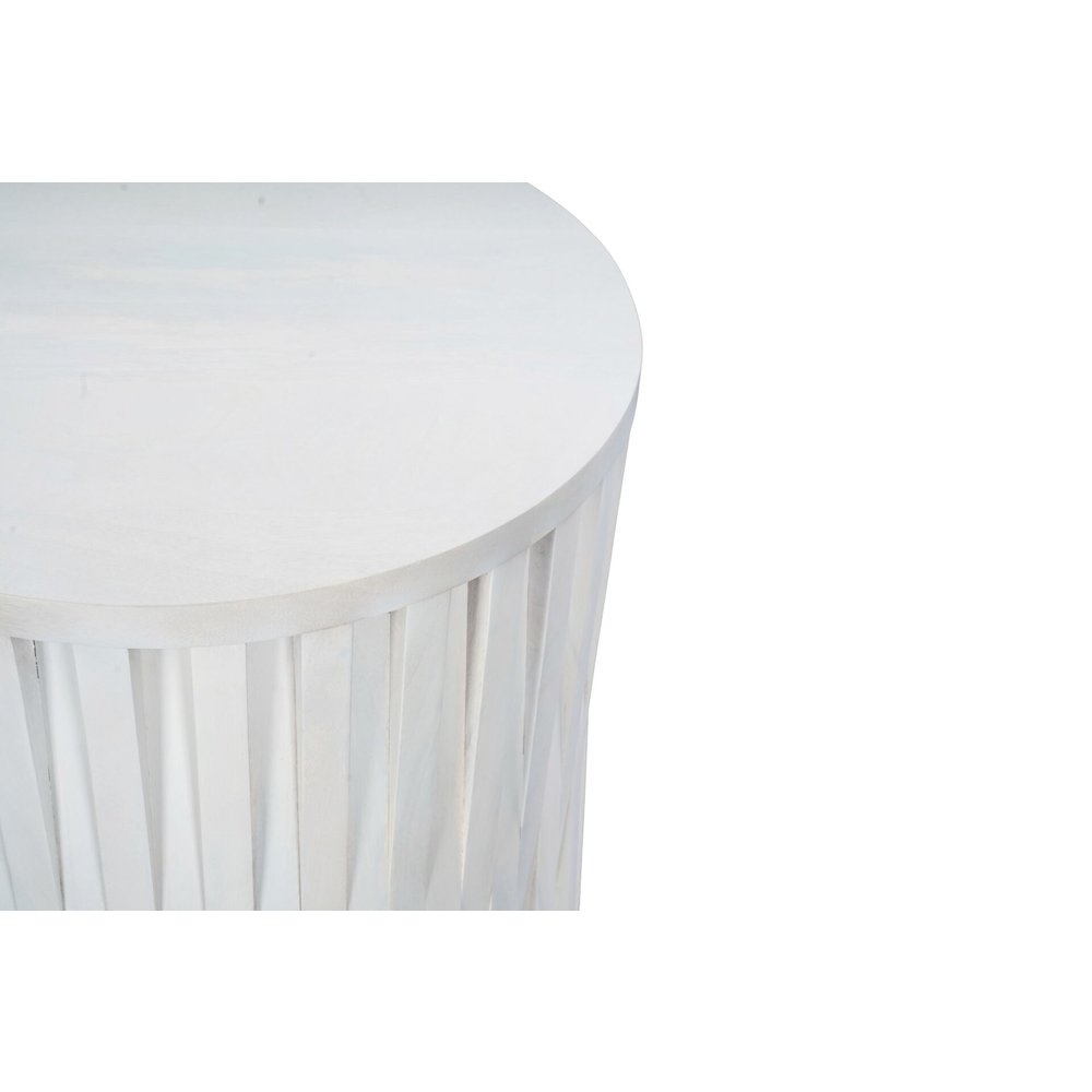 Hatteras Hi-Lo Vertical Slats Accent Table - Whitewash. Picture 2