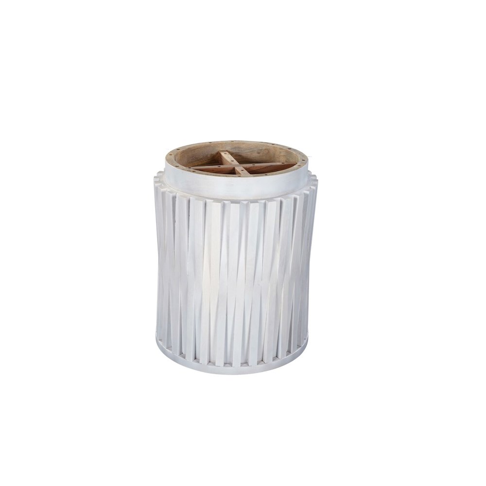 Hatteras Hi-Lo Vertical Slats Accent Table - Whitewash. Picture 3