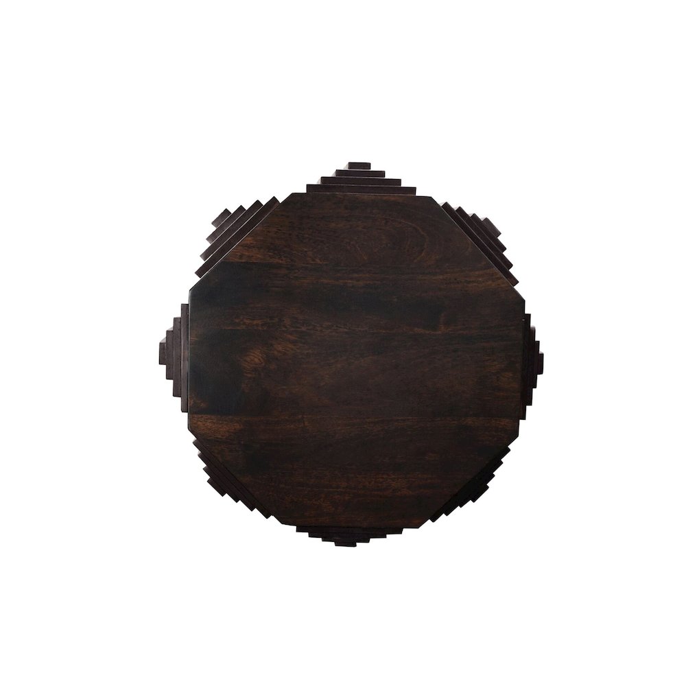 Cascade Falls 22"x26" Geo Design Octagonal Side Table - Java. Picture 4