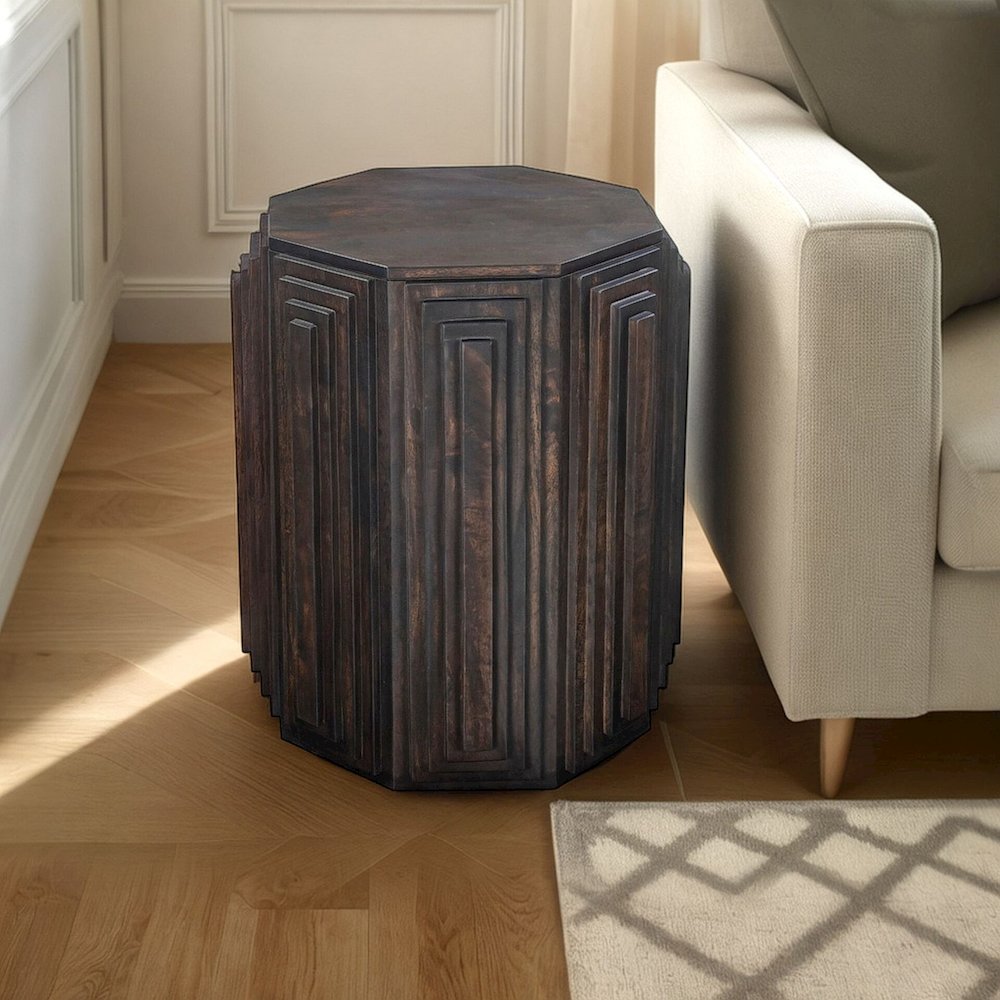Cascade Falls 22"x26" Geo Design Octagonal Side Table - Java. Picture 5