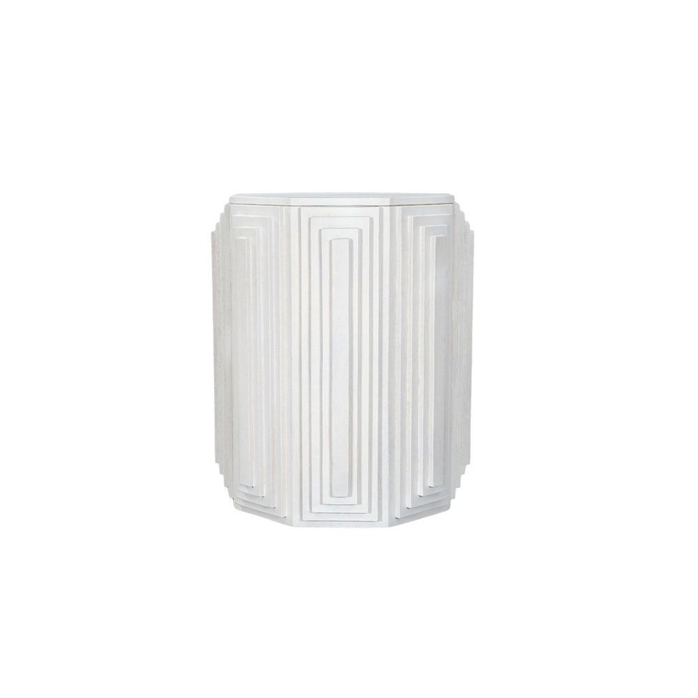 Cascade Falls 22"x26" Geo Design Octagonal Side Table - Whitewash. Picture 2