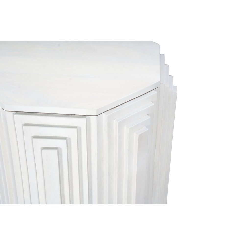 Cascade Falls 22"x26" Geo Design Octagonal Side Table - Whitewash. Picture 3
