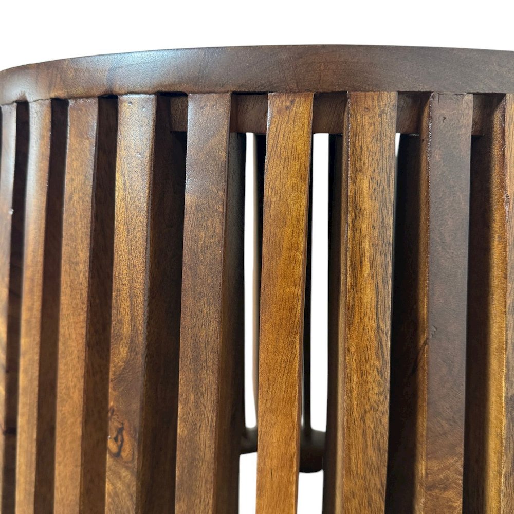 Cascade 24"x21" Slatted Bell Shaped Side Table - Chestnut. Picture 3