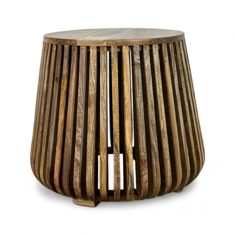 Cascade 24"x21" Slatted Bell Shaped Side Table - Natural. Picture 2