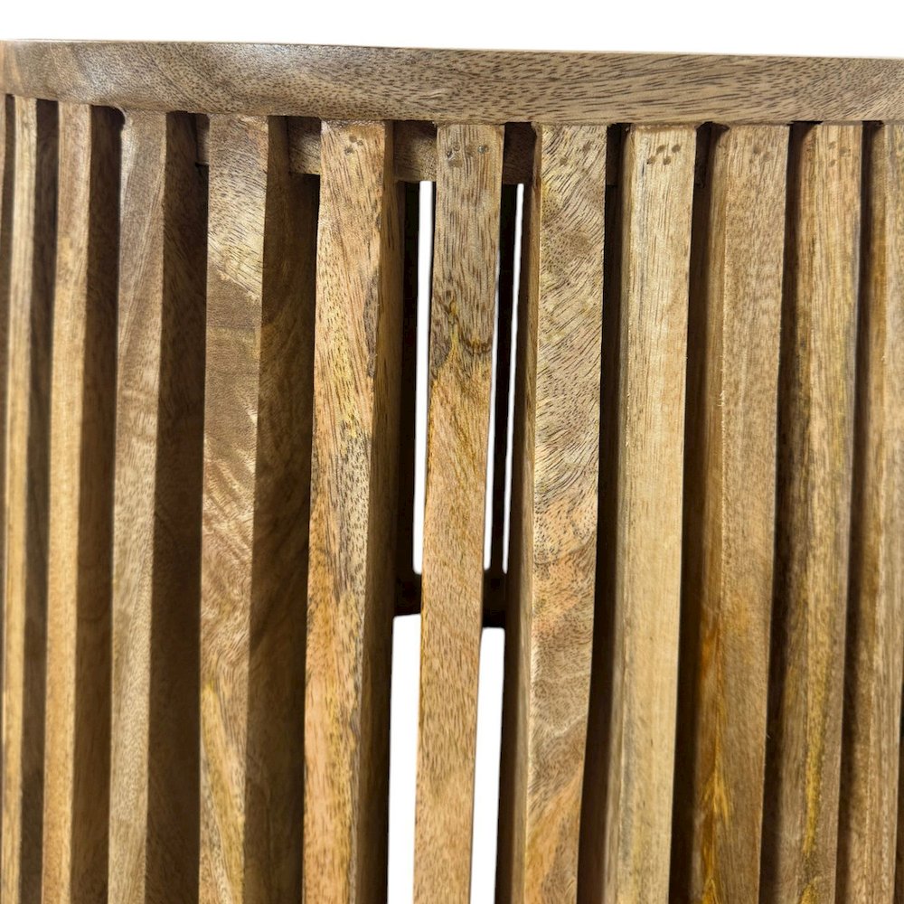 Cascade 24"x21" Slatted Bell Shaped Side Table - Natural. Picture 3