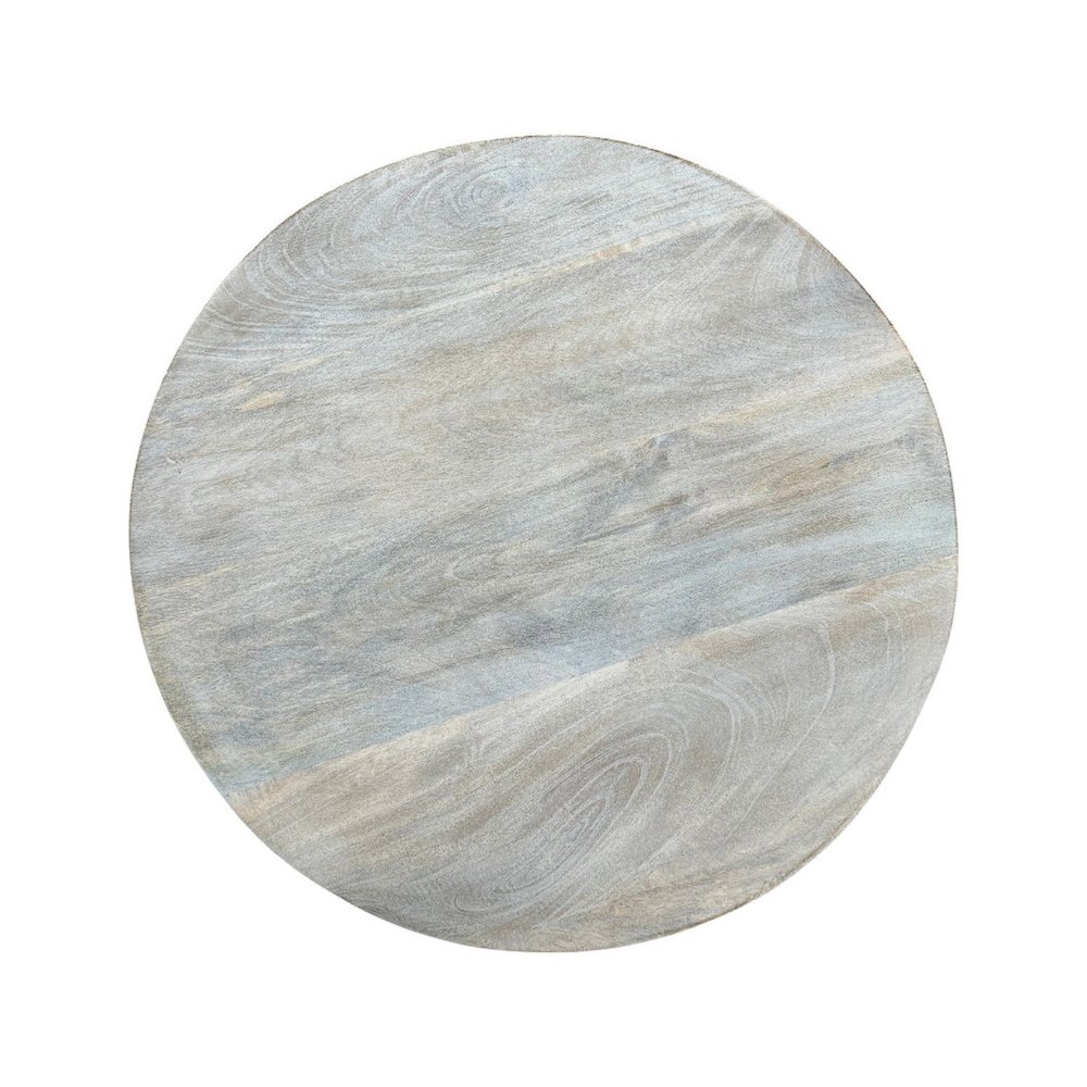Cascade 24"x21" Slatted Bell Shaped Side Table - Whitewash. Picture 5