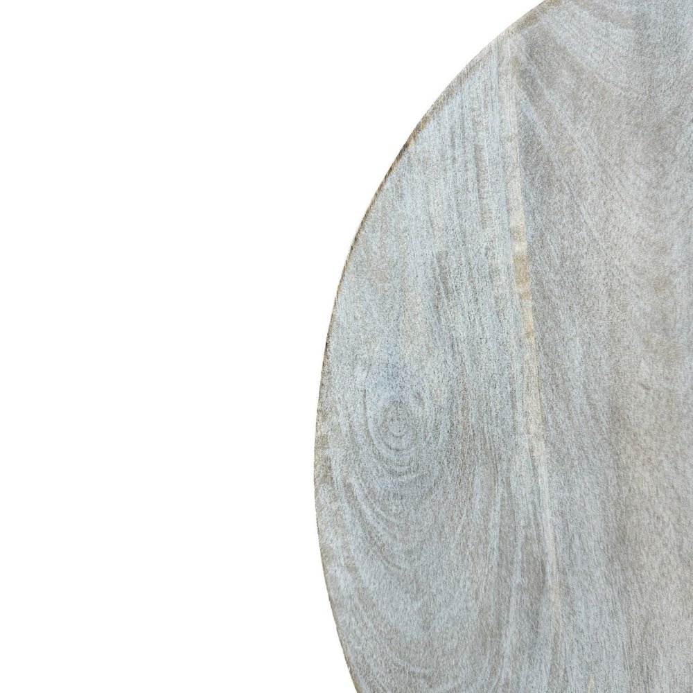 Cascade 24"x21" Slatted Bell Shaped Side Table - Whitewash. Picture 6