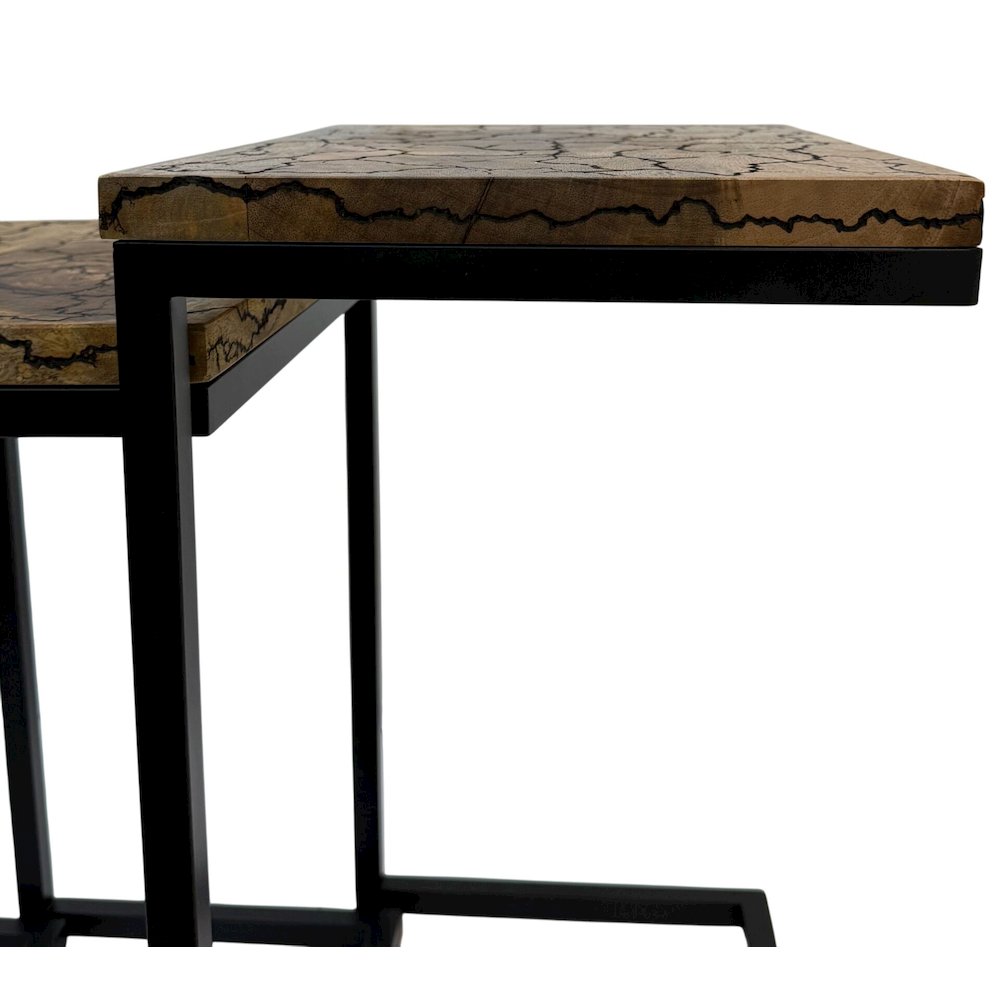 Electra 3 Piece Nesting Table Set - Electrified Wood - Black Iron. Picture 7