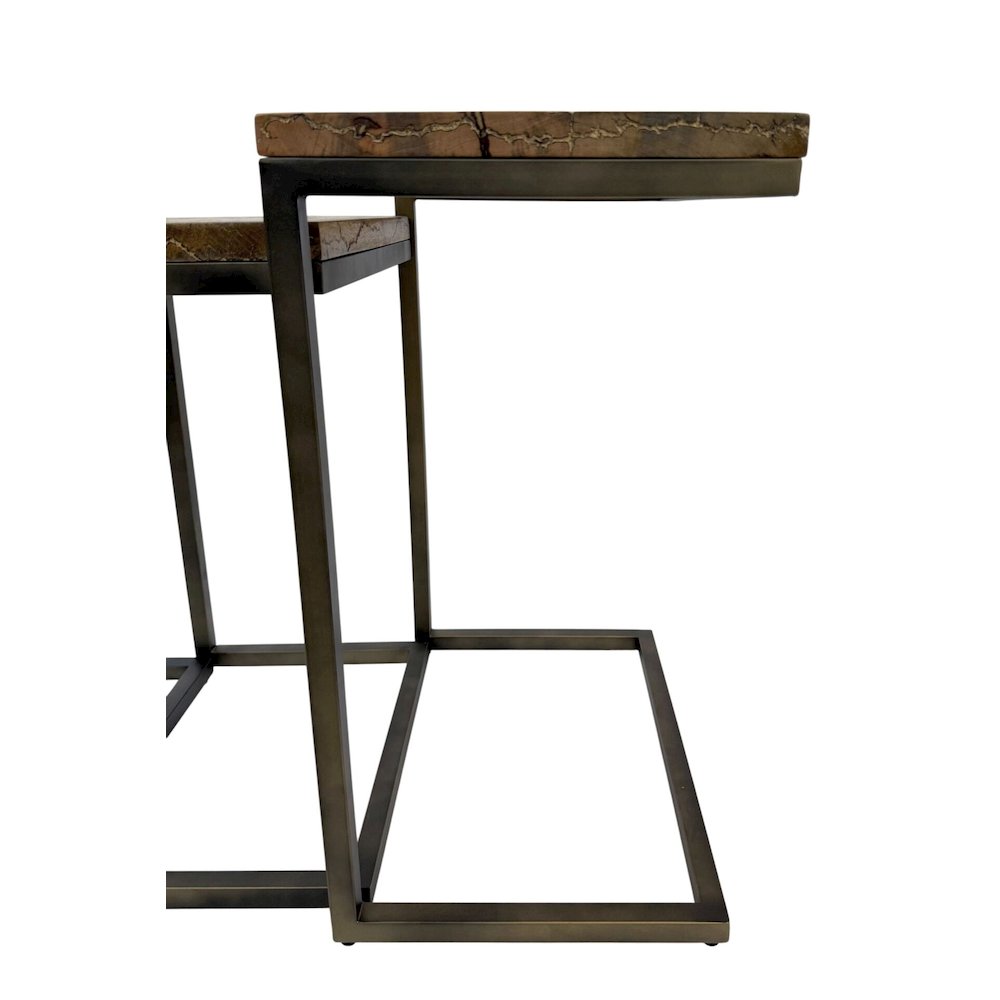 Electra 3 Piece Nesting Table Set - Electrified Wood - Brass - Indstrial Iron. Picture 6
