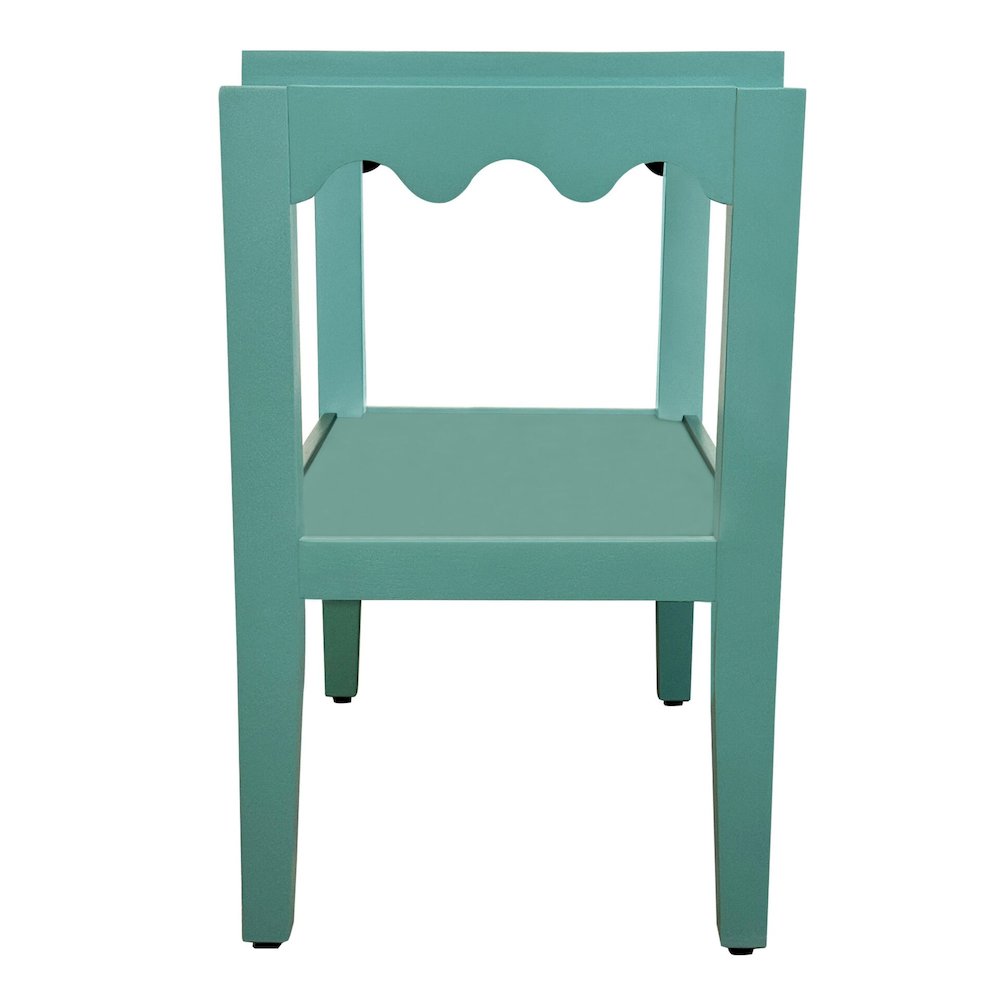 Rectangular Mango Wood Side Table,Decorative Edge and Lower Shelf,Seagrass Green. Picture 3