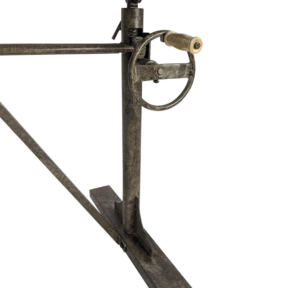 Brio Sit or Standing Adjustable Desk - Natural Driftwood Top - Aged Iron Base. Picture 4