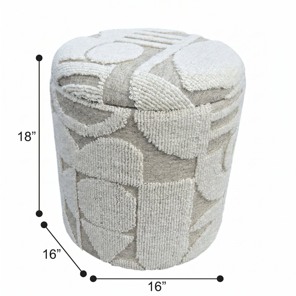 Handwoven Fabric Storage Ottoman - Multi-Purpose Foot Rest White. Picture 9