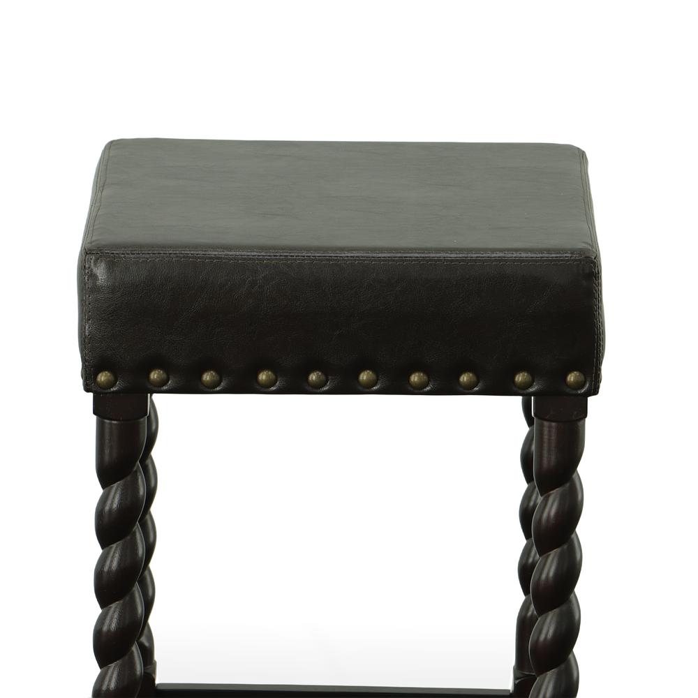 Remick 30" Barstool - Espresso - Brown Leatherette Upholstery. Picture 2
