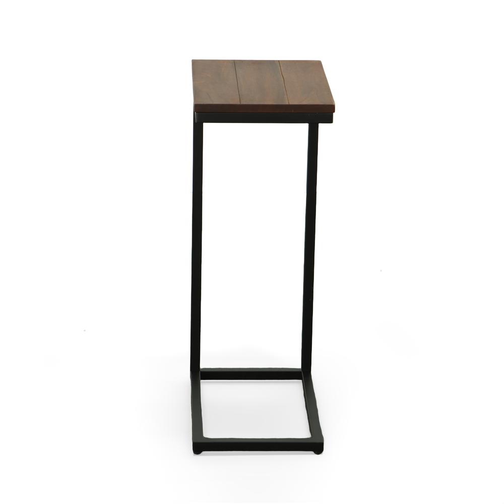 Aggie C-Form Accent Table - Chestnut Top - Black Base. Picture 3
