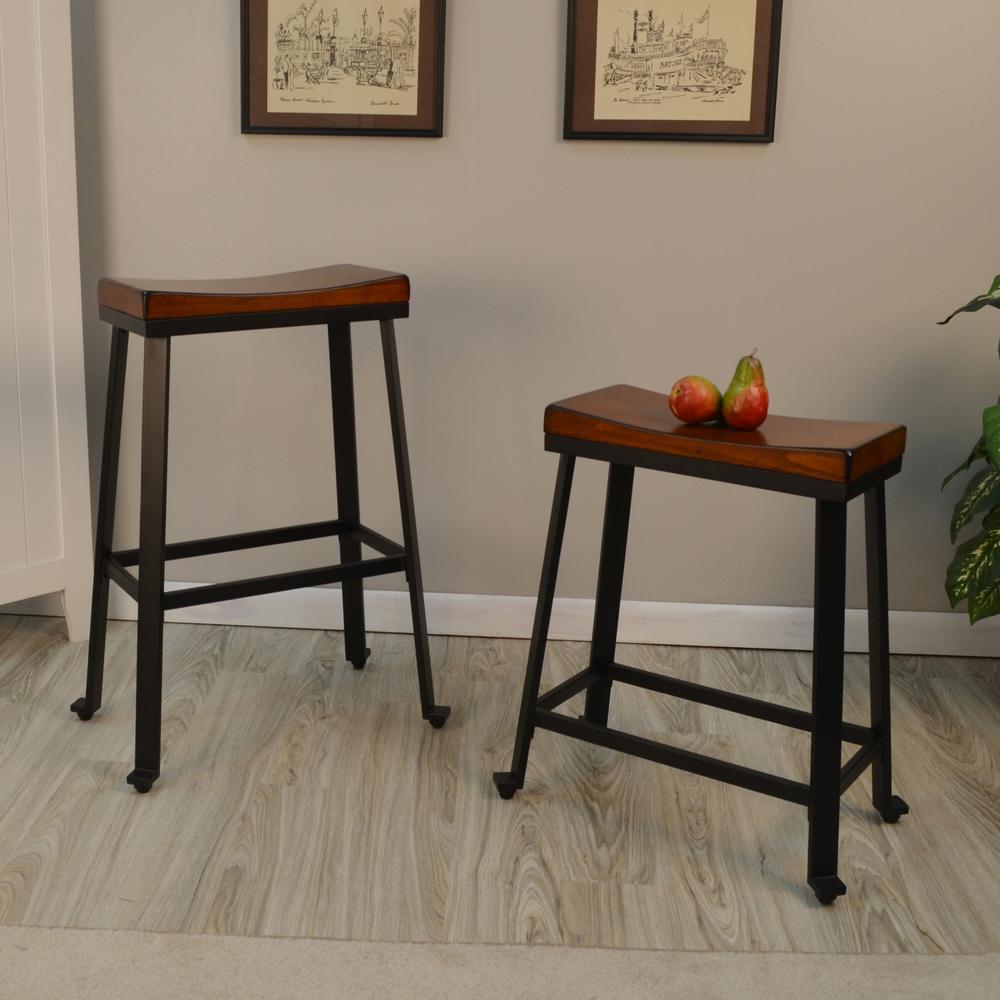 Thea 30" Saddle Seat Barstool - Chestnut/Black. Picture 5