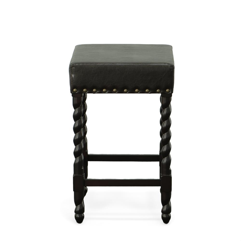 Remick 24" Counter Stool - Espresso - Brown Leatherette Upholstery. Picture 2